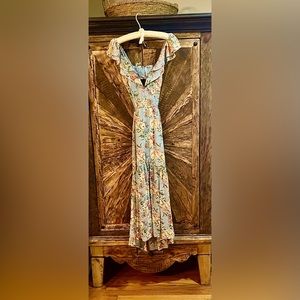 Women’s Sm Indikah Blue Floral print Chiffon Dress with open back